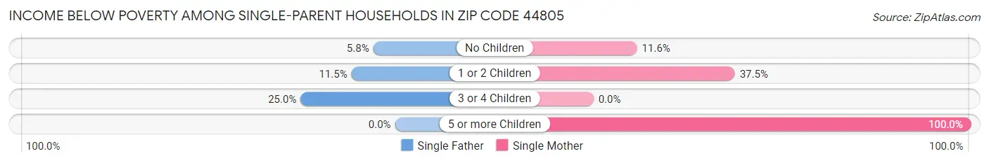 Income Below Poverty Among Single-Parent Households in Zip Code 44805