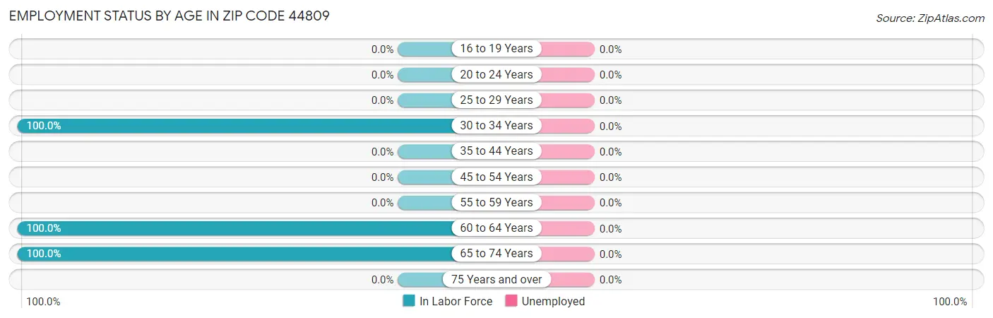 Employment Status by Age in Zip Code 44809