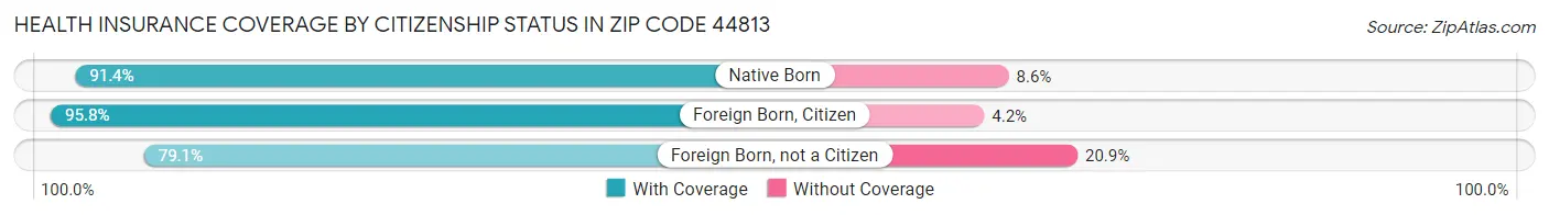 Health Insurance Coverage by Citizenship Status in Zip Code 44813