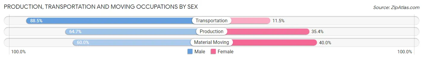 Production, Transportation and Moving Occupations by Sex in Zip Code 44818