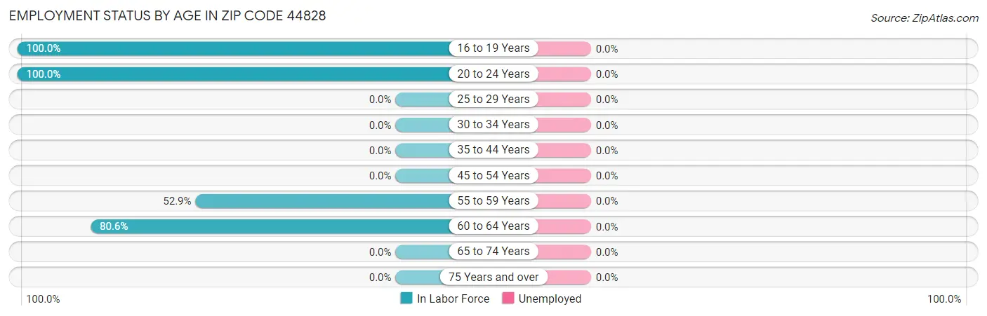 Employment Status by Age in Zip Code 44828