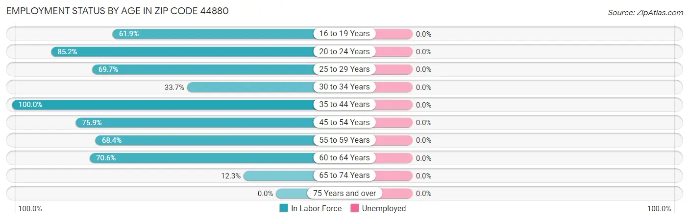 Employment Status by Age in Zip Code 44880