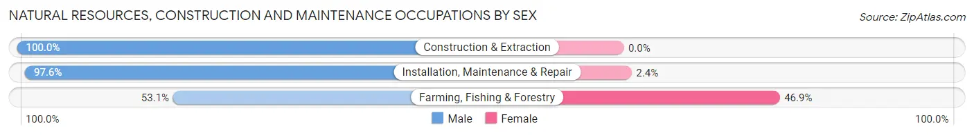 Natural Resources, Construction and Maintenance Occupations by Sex in Zip Code 44883
