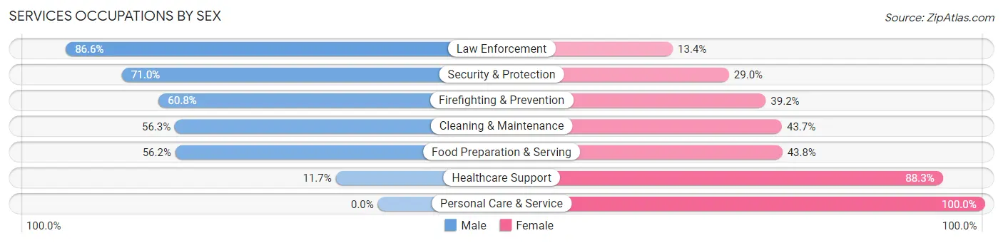 Services Occupations by Sex in Zip Code 44907