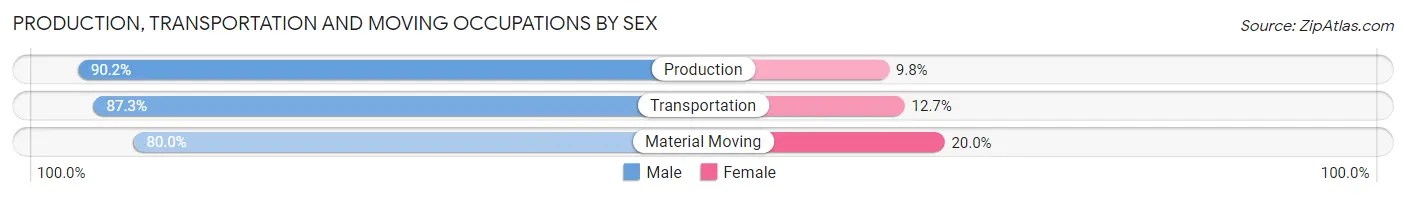 Production, Transportation and Moving Occupations by Sex in Zip Code 45013
