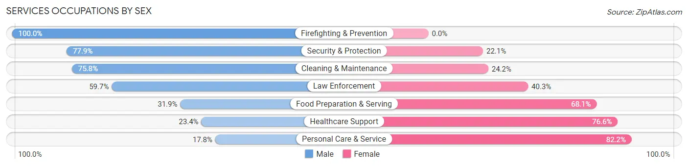 Services Occupations by Sex in Zip Code 45030