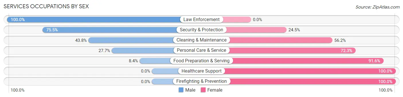 Services Occupations by Sex in Zip Code 45067