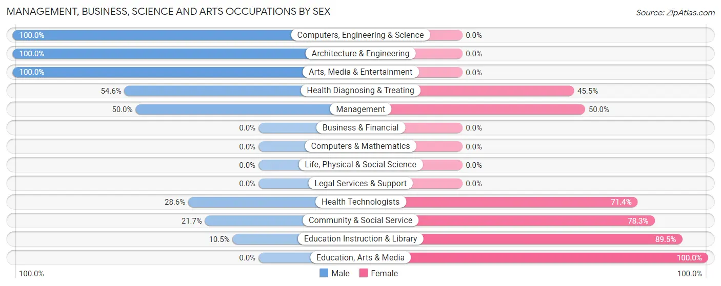 Management, Business, Science and Arts Occupations by Sex in Zip Code 45101