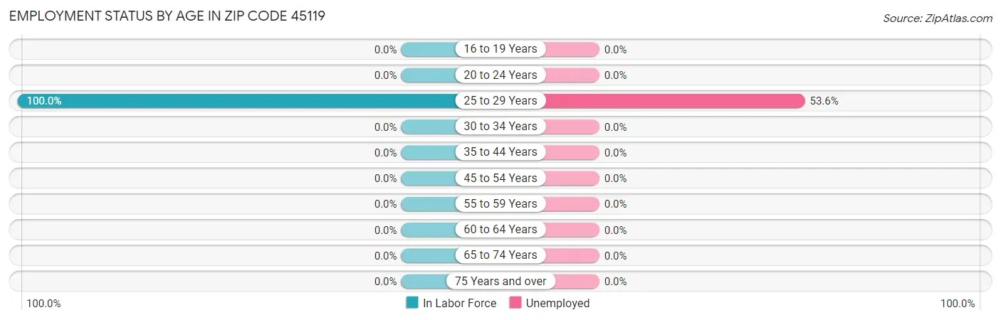 Employment Status by Age in Zip Code 45119