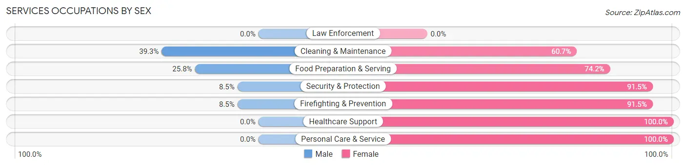 Services Occupations by Sex in Zip Code 45121