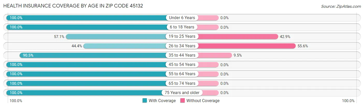 Health Insurance Coverage by Age in Zip Code 45132