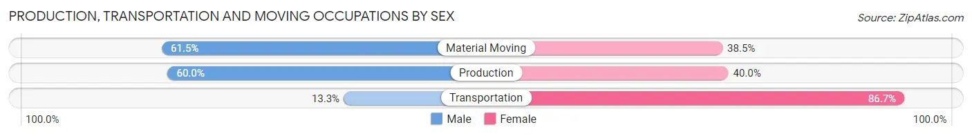Production, Transportation and Moving Occupations by Sex in Zip Code 45155