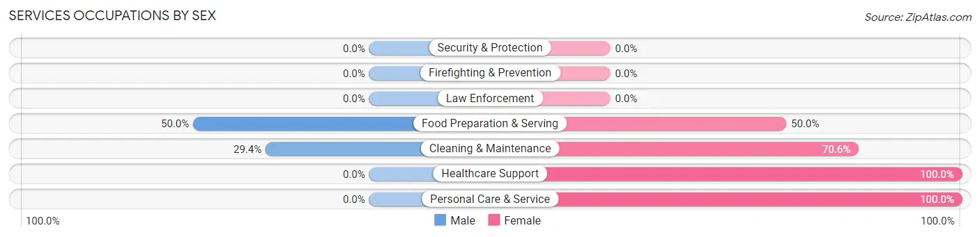 Services Occupations by Sex in Zip Code 45160