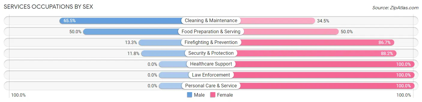 Services Occupations by Sex in Zip Code 45162
