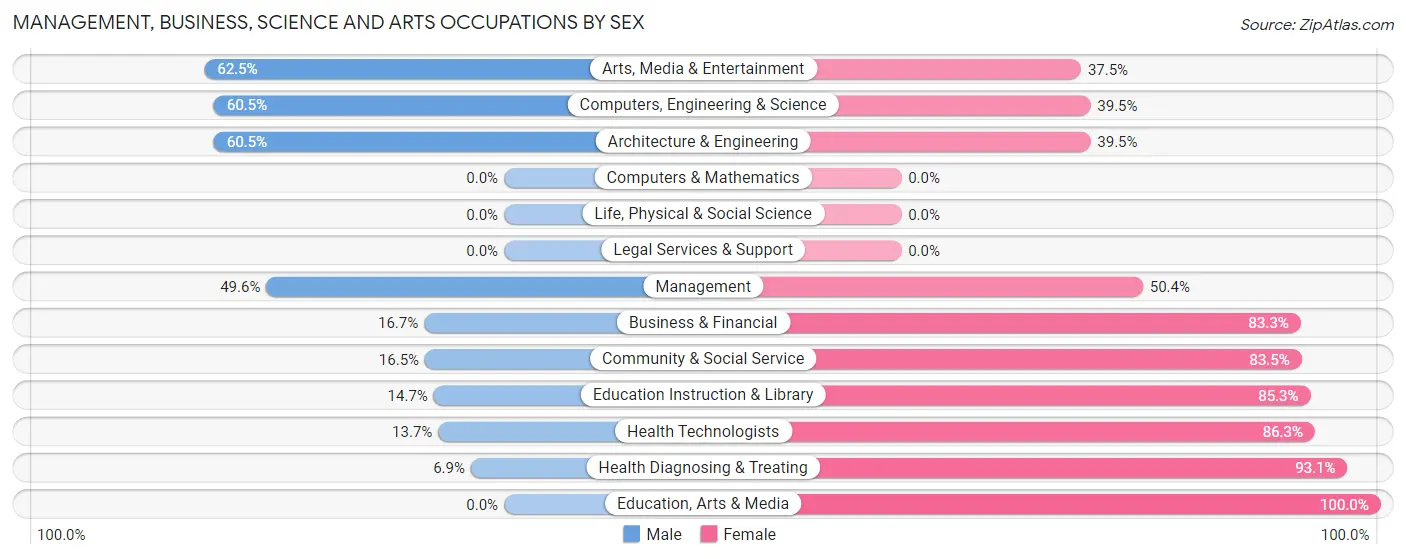 Management, Business, Science and Arts Occupations by Sex in Zip Code 45167