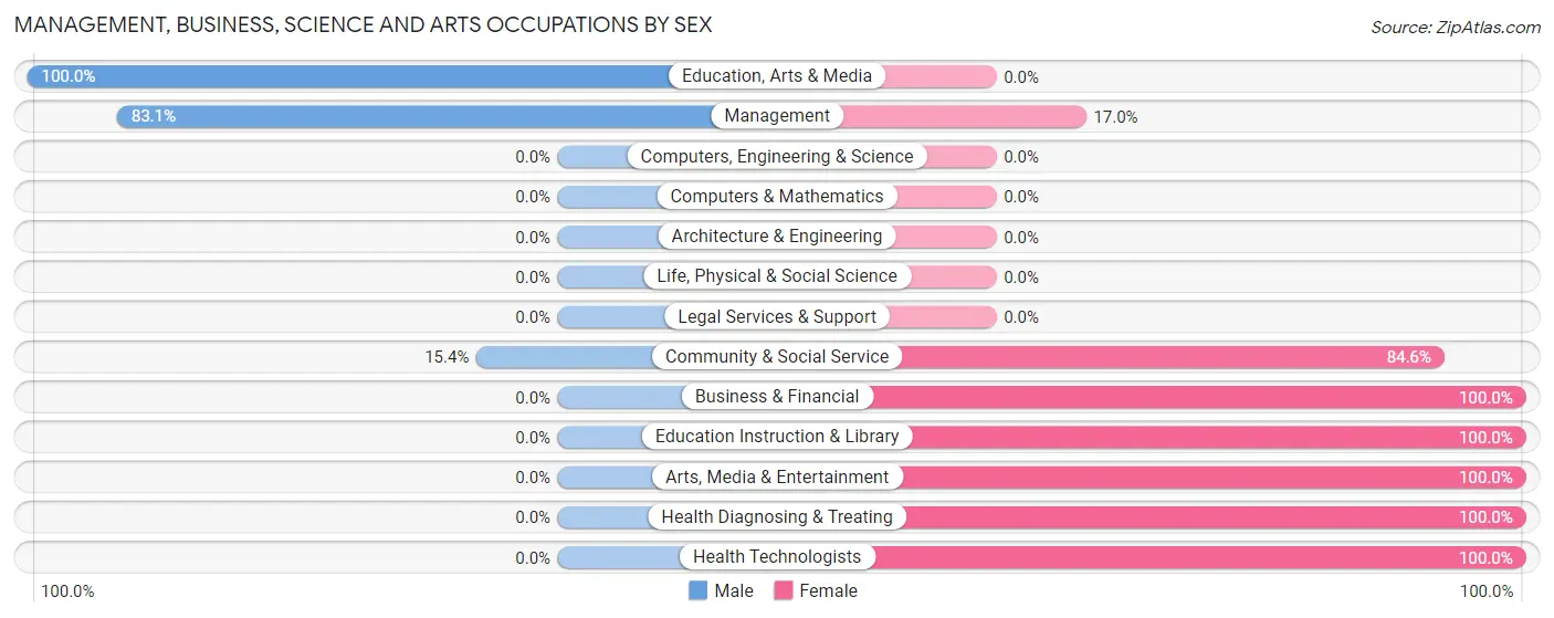 Management, Business, Science and Arts Occupations by Sex in Zip Code 45168