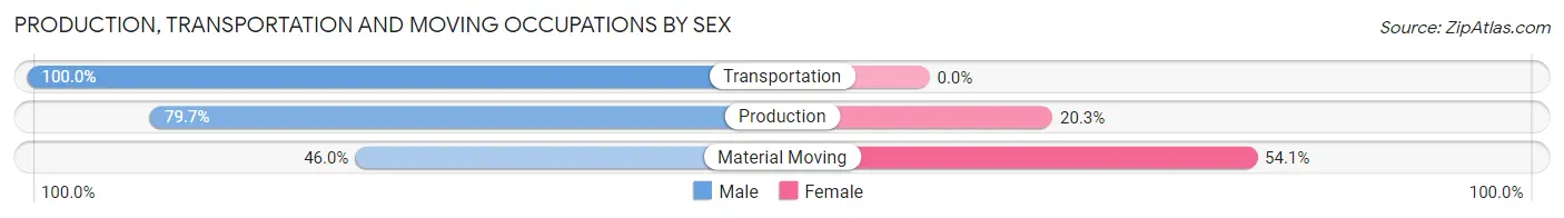 Production, Transportation and Moving Occupations by Sex in Zip Code 45168