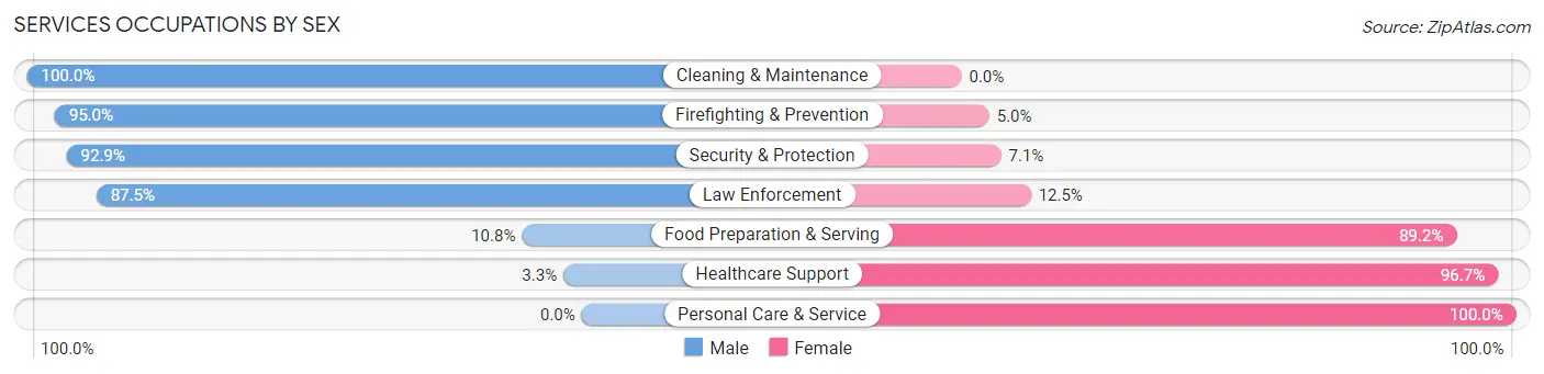 Services Occupations by Sex in Zip Code 45171