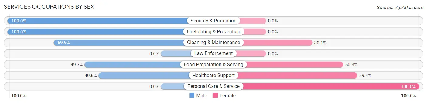 Services Occupations by Sex in Zip Code 45216