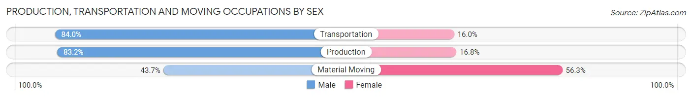 Production, Transportation and Moving Occupations by Sex in Zip Code 45219