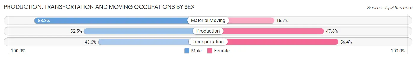 Production, Transportation and Moving Occupations by Sex in Zip Code 45249