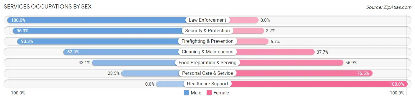 Services Occupations by Sex in Zip Code 45309