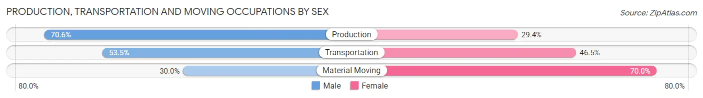 Production, Transportation and Moving Occupations by Sex in Zip Code 45314