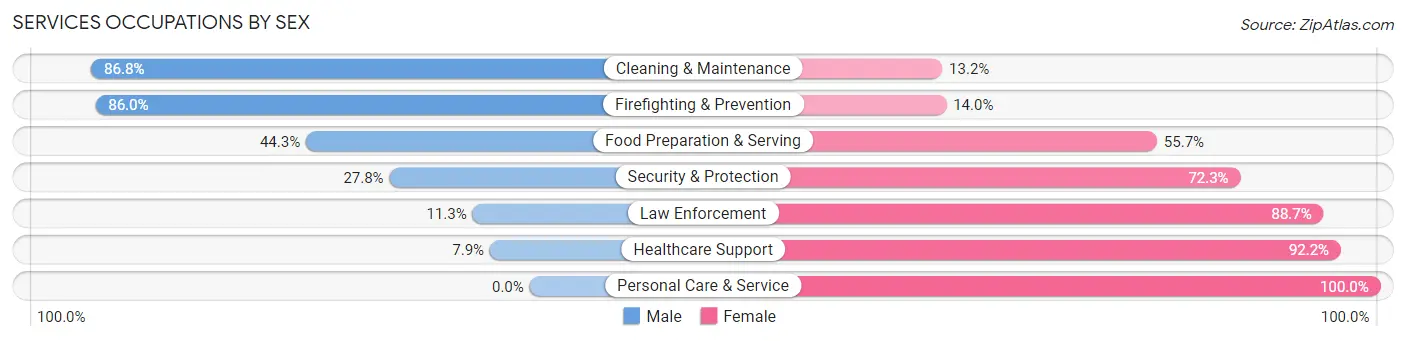 Services Occupations by Sex in Zip Code 45320