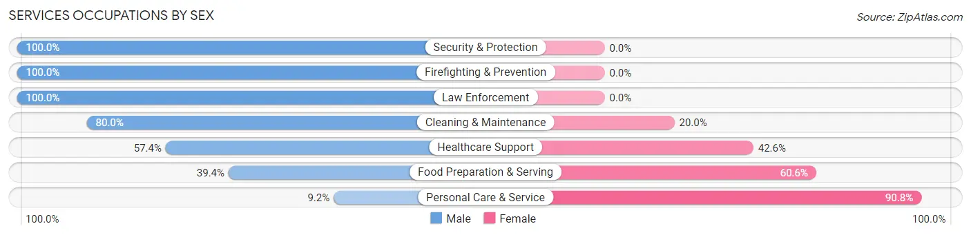 Services Occupations by Sex in Zip Code 45323