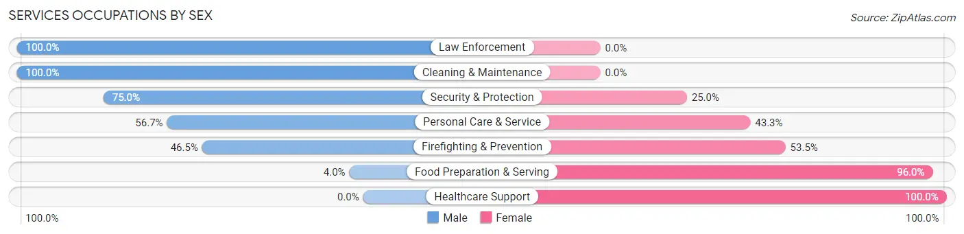 Services Occupations by Sex in Zip Code 45327