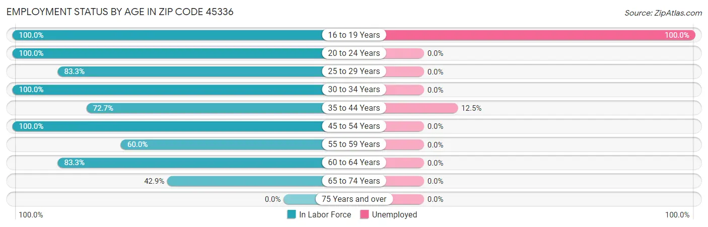 Employment Status by Age in Zip Code 45336