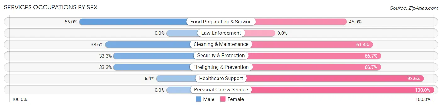 Services Occupations by Sex in Zip Code 45347