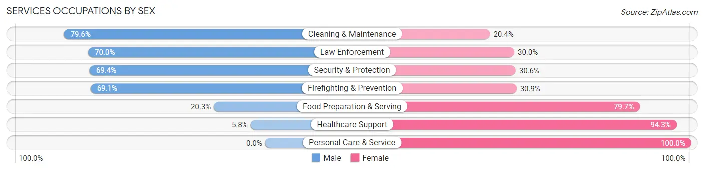 Services Occupations by Sex in Zip Code 45356