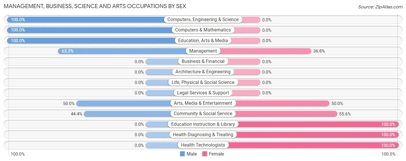 Management, Business, Science and Arts Occupations by Sex in Zip Code 45358