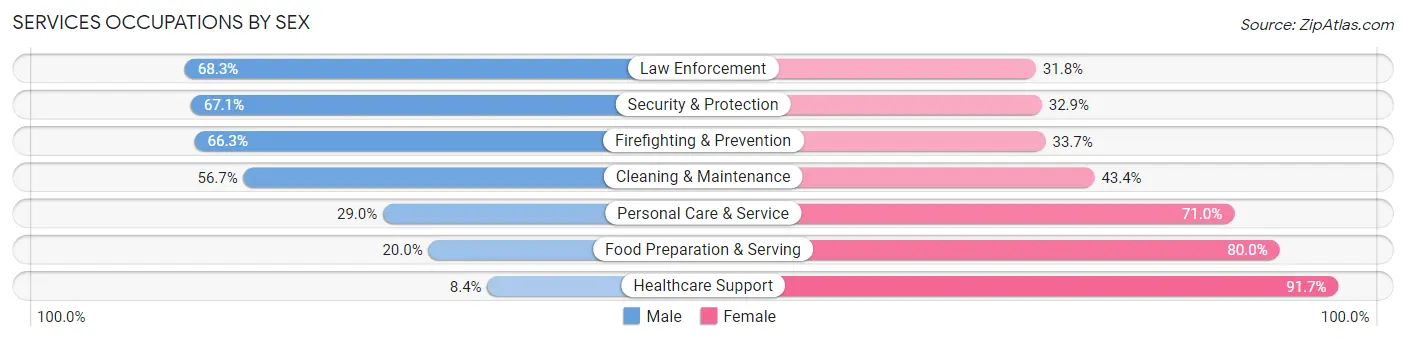 Services Occupations by Sex in Zip Code 45365