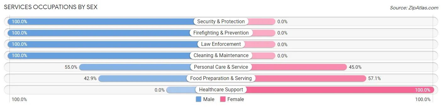 Services Occupations by Sex in Zip Code 45404