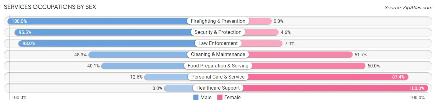 Services Occupations by Sex in Zip Code 45410