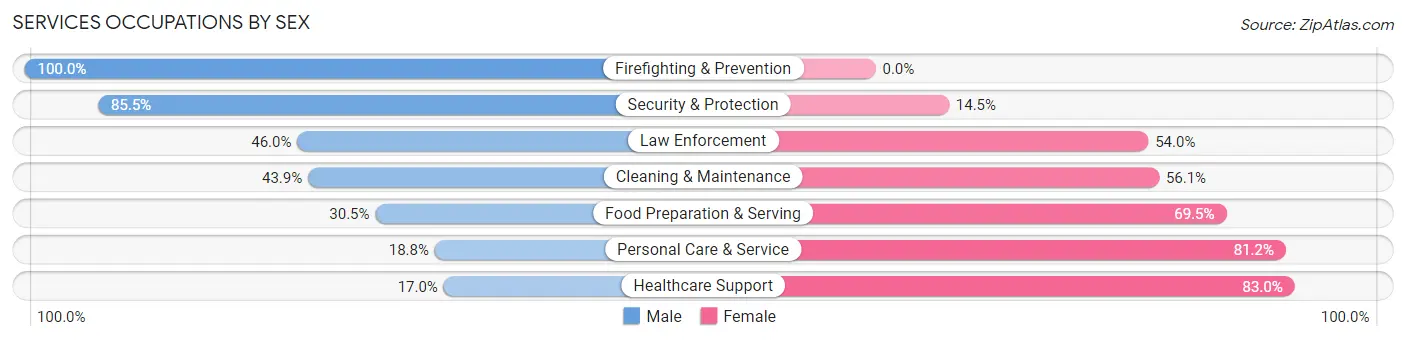 Services Occupations by Sex in Zip Code 45458