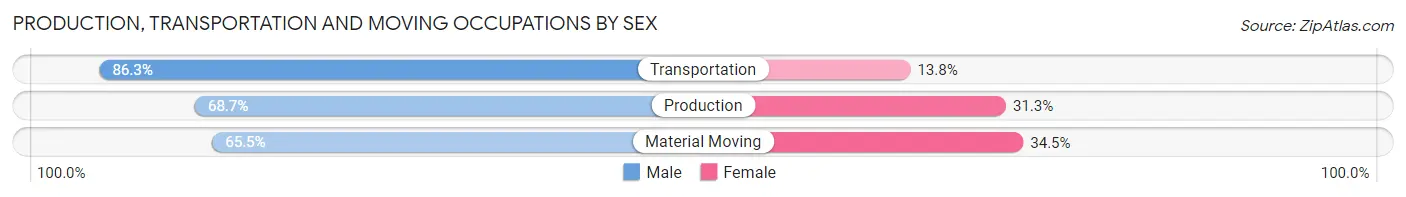 Production, Transportation and Moving Occupations by Sex in Zip Code 45505
