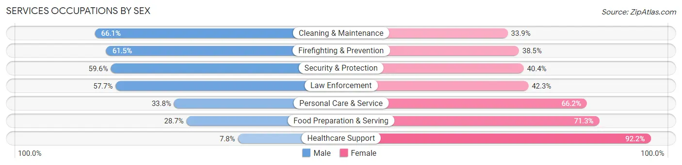 Services Occupations by Sex in Zip Code 45505