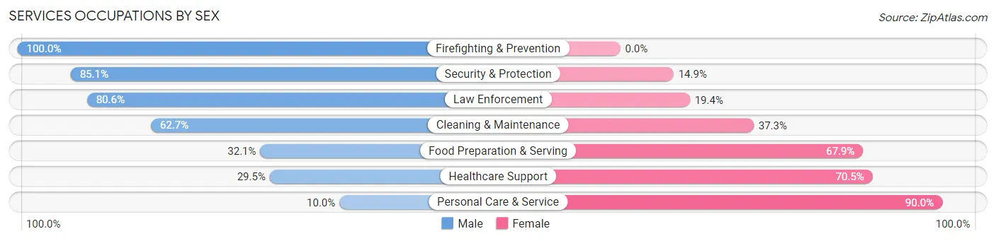 Services Occupations by Sex in Zip Code 45506