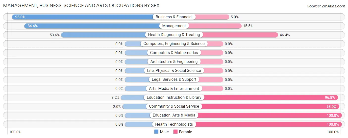 Management, Business, Science and Arts Occupations by Sex in Zip Code 45613