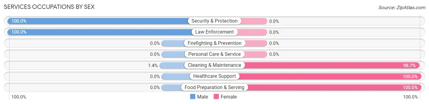 Services Occupations by Sex in Zip Code 45620