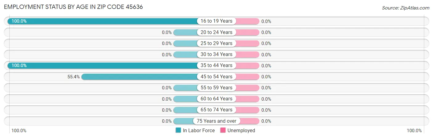 Employment Status by Age in Zip Code 45636