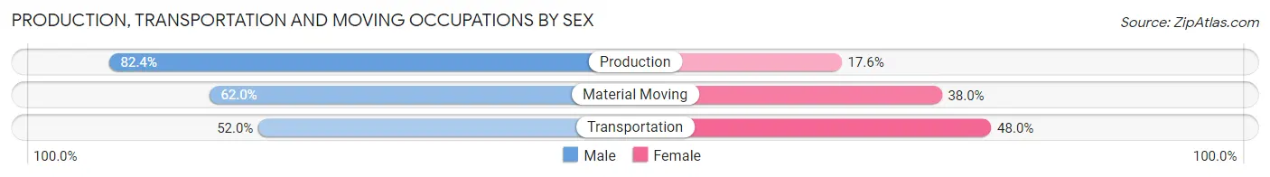 Production, Transportation and Moving Occupations by Sex in Zip Code 45651