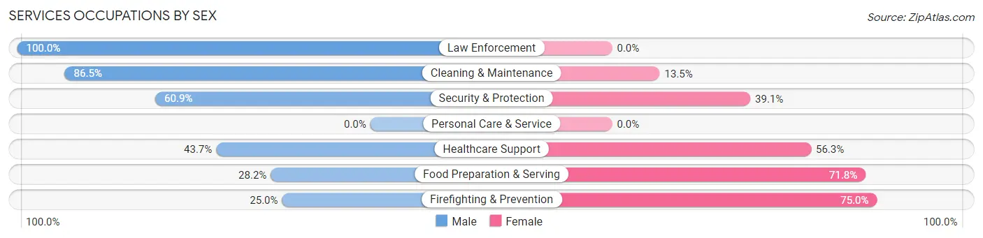 Services Occupations by Sex in Zip Code 45651