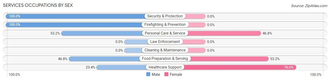 Services Occupations by Sex in Zip Code 45659