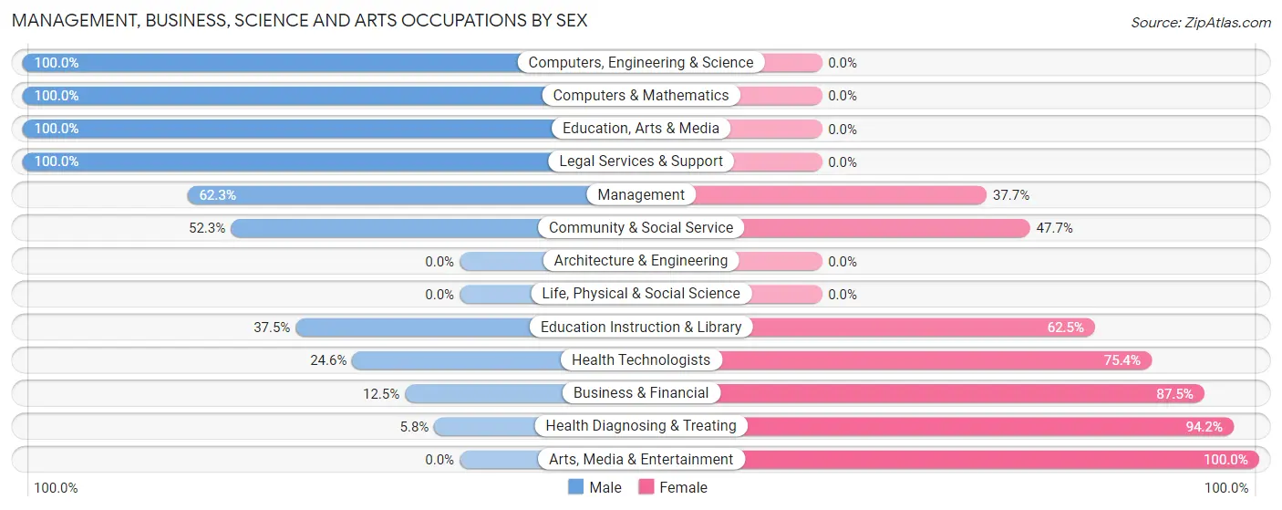 Management, Business, Science and Arts Occupations by Sex in Zip Code 45663