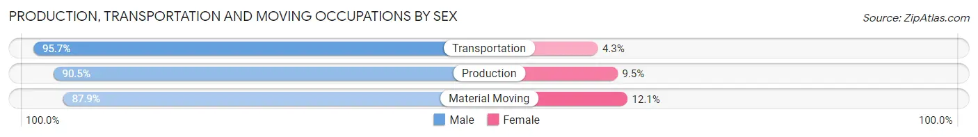 Production, Transportation and Moving Occupations by Sex in Zip Code 45669