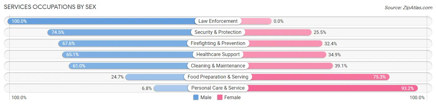 Services Occupations by Sex in Zip Code 45669